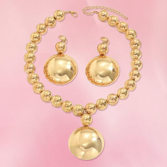 Exaggerated Geometric Cyberwind Bead Necklace Simple Beaded Necklace Set
