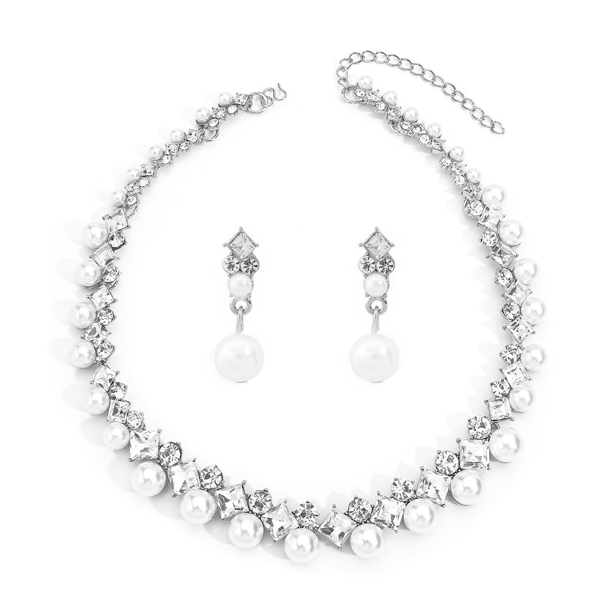 Baroque Alloy Necklace Earrings Elegant Fashion Versatile Jewelry Set