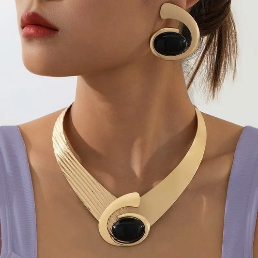Charm temperament inlaid acrylic earrings necklace set