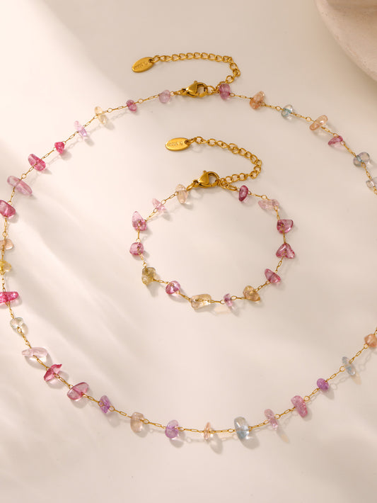 Premium Color Heterosexual Crystal Necklace Bracelet Jewelry Set