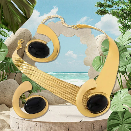 Charm temperament inlaid acrylic earrings necklace set